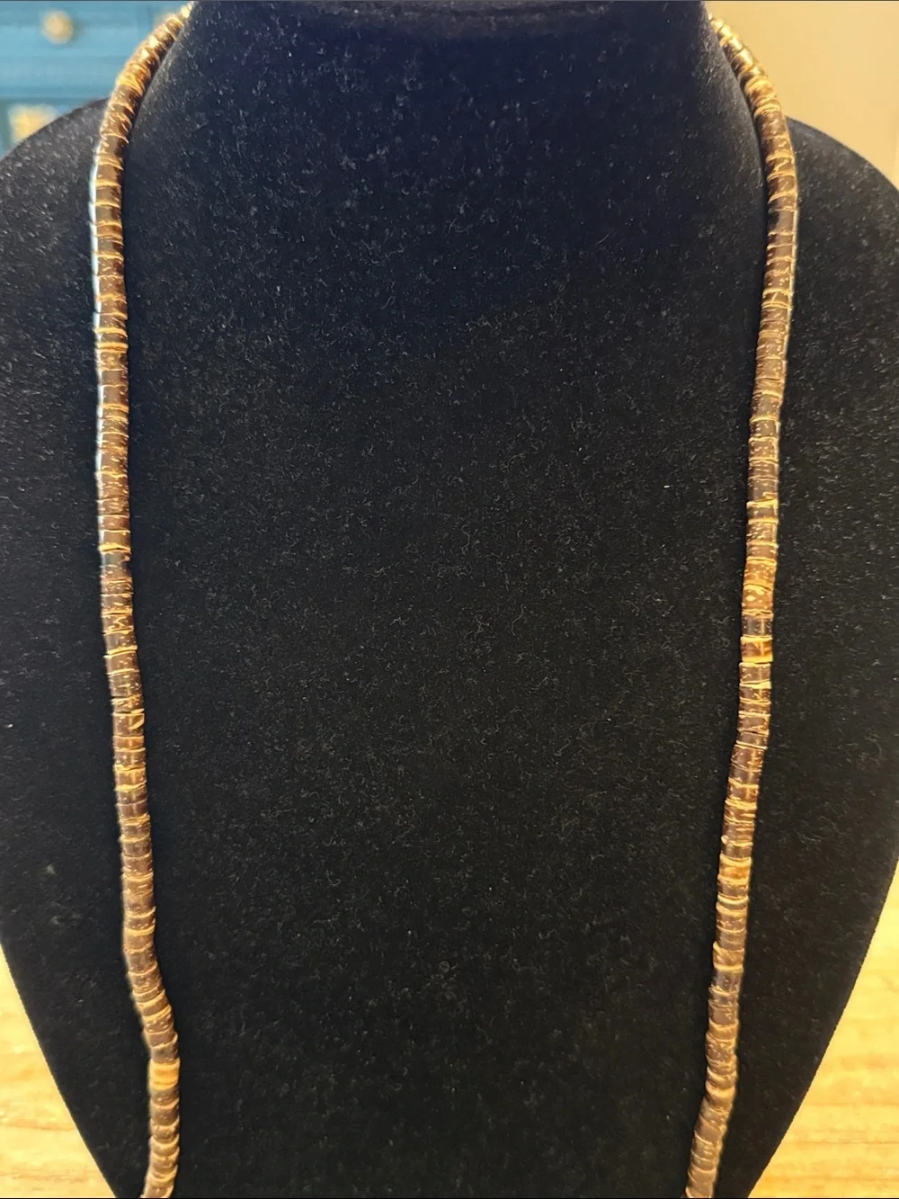 Vintage Boho Brown Wooden Beaded Long Lanyard Statement Necklace